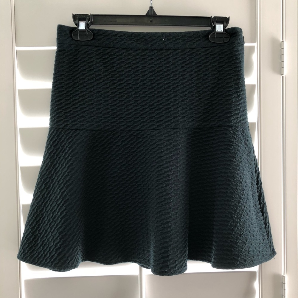 LOFT Dark Green Flounce Skirt